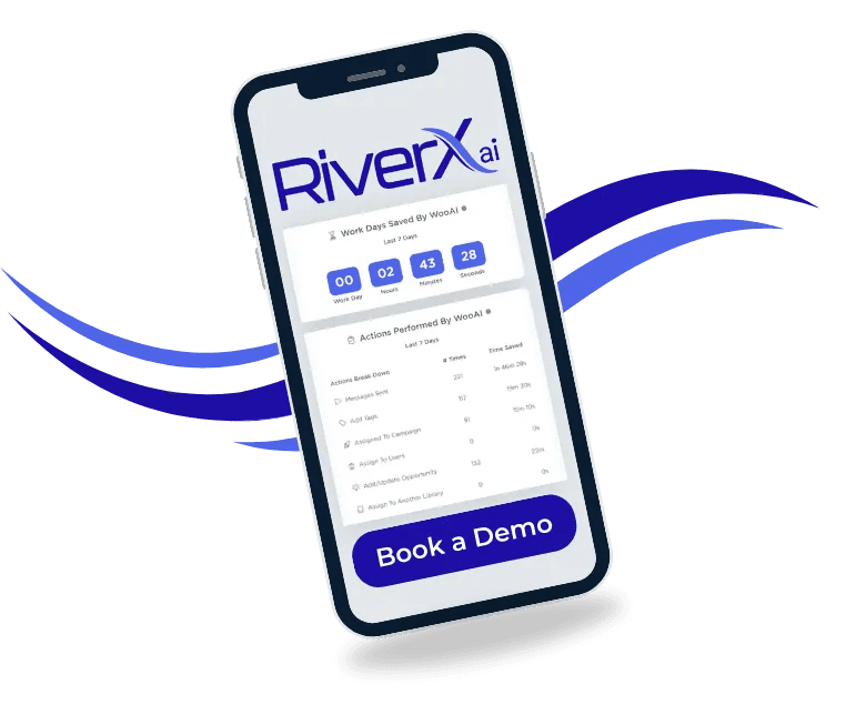 RiverX AI on mobile â€” leads and conversations